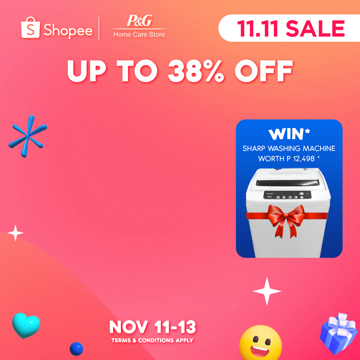 Square marketplace sale key visual with discount callout, prize panel and campaign dates