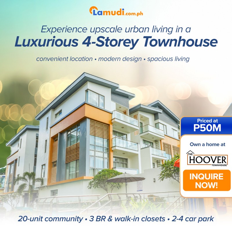 Lamudi creative for a luxurious four-storey Hoover townhouse with inquiry badge
