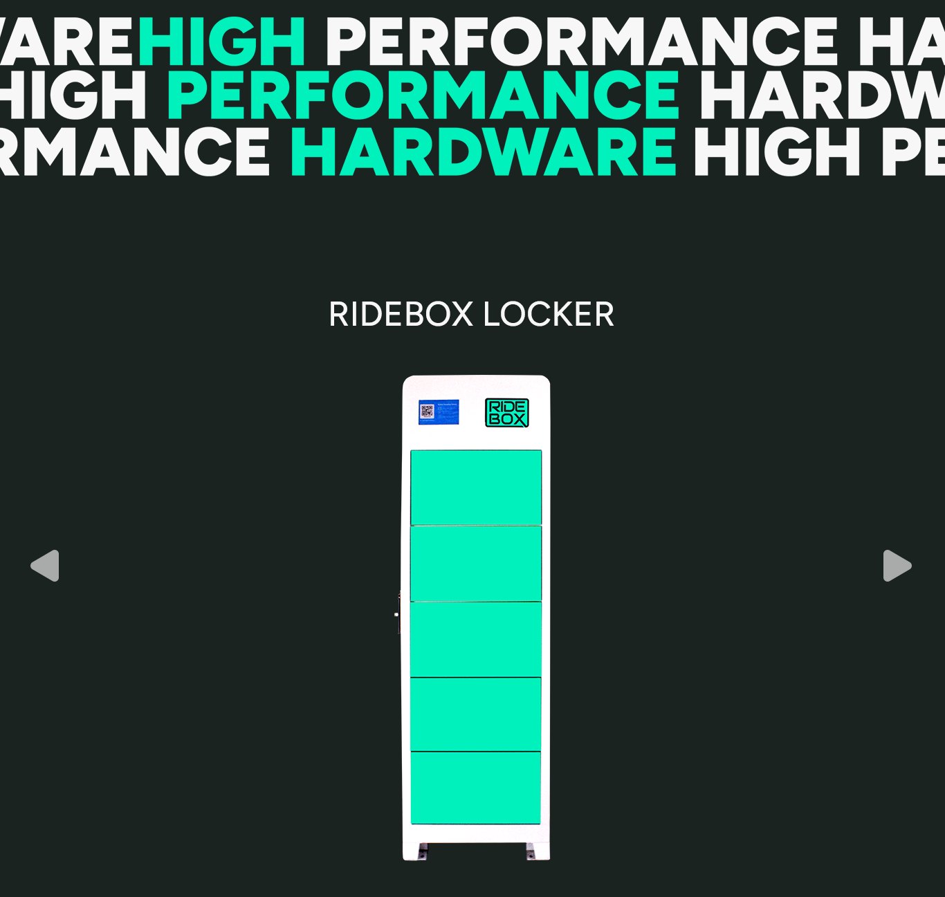 RideBox locker render with stacked green battery bays